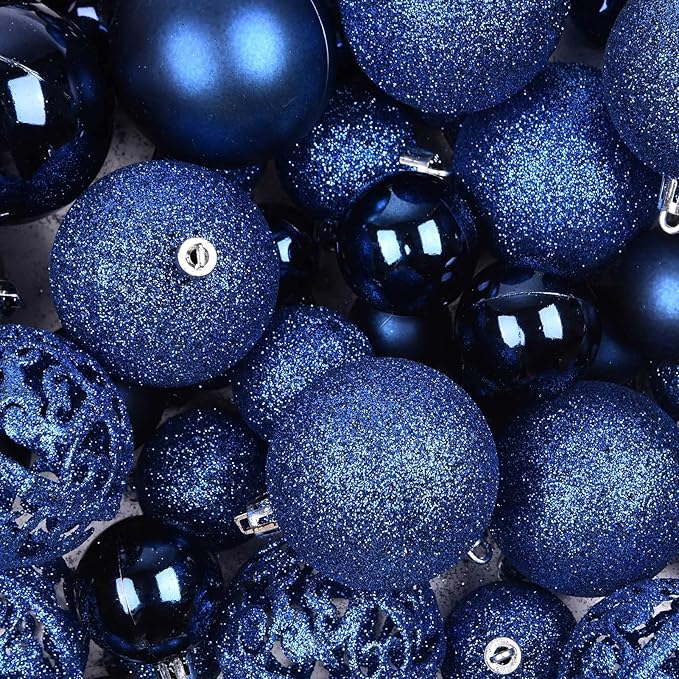 Halloween Balls Tree Ornaments, Shatterproof Christmas Decorations Set with Reusable Hand-held Gift Package for Holiday Xmas Tree Decor (100, Dark Blue)