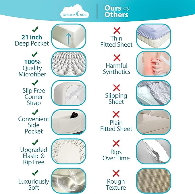 DREAMCARE Queen Sheet Set – 6 pcs Cooling Bed Sheets – up to 21” Deep Pocket Queen Sheets Set – 2500 Supreme Collection – Extra Soft 100% Brushed Microfiber Hotel Luxury with Side Pocket – Ivory