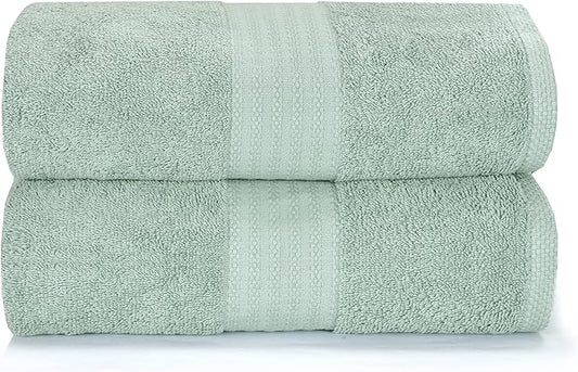 GLAMBURG Premium Cotton Oversized 2 Pack Bath Sheet 35x70-100% Pure Cotton - Ideal for Everyday use - Ultra Soft & Highly Absorbent - Machine Washable – Sea Green