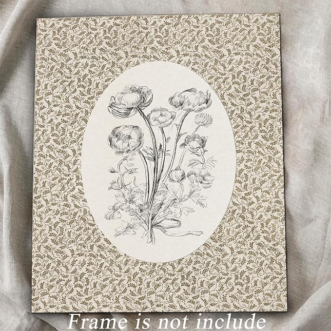 uniro Neutral Vintage Floral Wall Art Prints, Bedroom Nursery Wall Painting Canvas Prints Cottage Oil Painting, Neutral Botanical Wall Decor, Vintage Art Pictures for Bathroom Nursery Room Decor Farmhouse Wall Decor( 8" x 10"-UNFRAMED)
