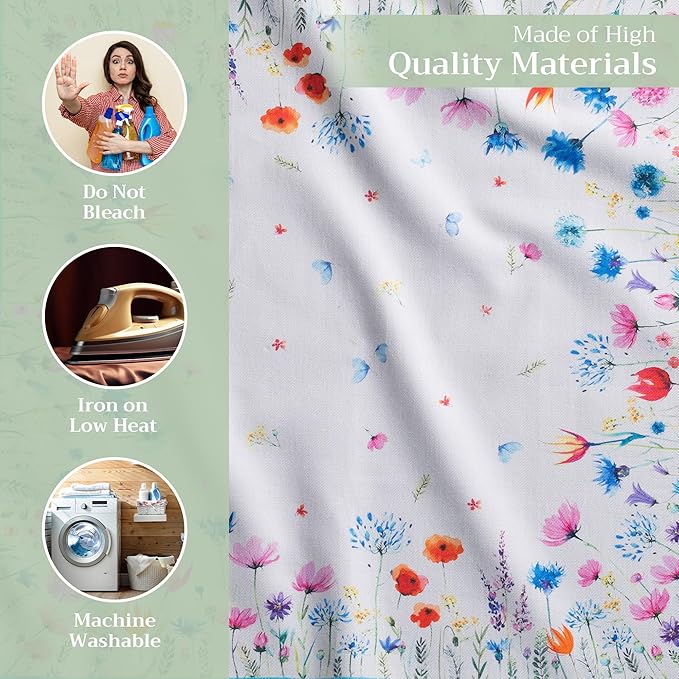 Maison d' Hermine Cloth Napkins Set of 4 100% Cotton Everyday Reusable Square Napkins Cloth Washable, Dinner, Party, Wedding, Restaurant, Spring/Summer (Flower in The Field, 20" x 20")