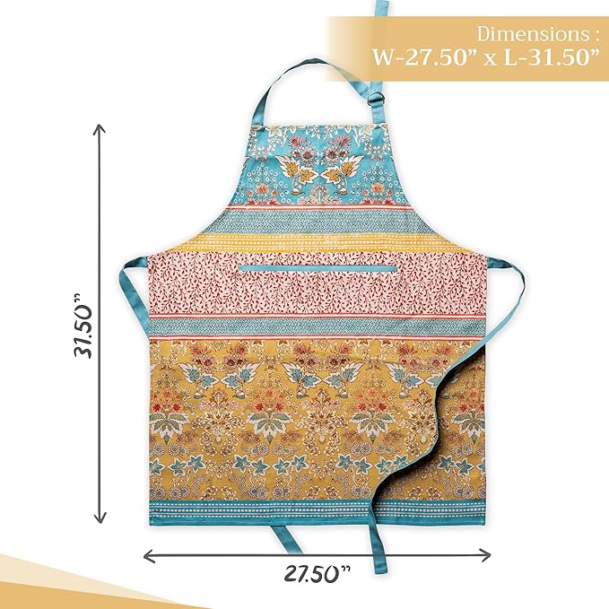 Maison d' Hermine 100% Cotton Apron for women with Pocket Kitchen Chef Apron for Men Cooking Gardening Server Waitress