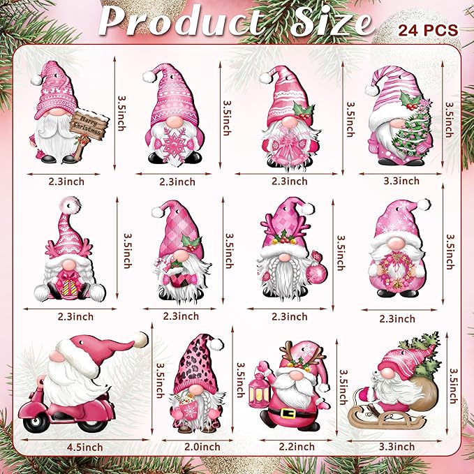 Christmas Wooden Hanging Ornaments, Wood Hanging Decor for Christmas Tree Decoration Gnome Santa Doll Wooden Hanging Craft Gnome Elf Party Supplies (Xmas-Gnomes-D)