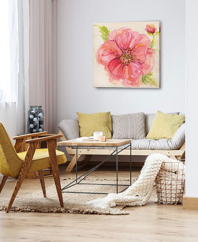 Wexford Home Botanical Peony Gallery Wrapped Canvas Wall Art, 10x10