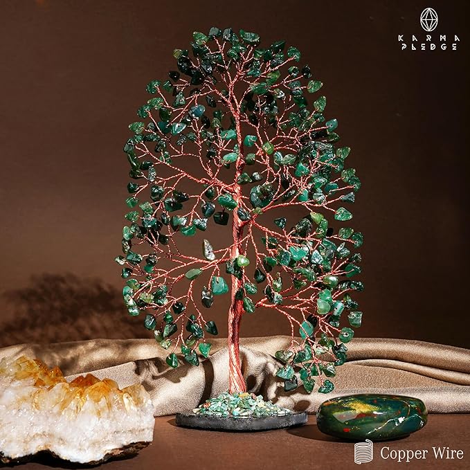 Crystal Trees for Home and Office Decoration, Green Aventurine Chakra Healing Crystals Feng Shui Handmade Trees for Positive Energy, Money, Good Luck, Christmas Decor, Birthday Gifts for Women, Mom