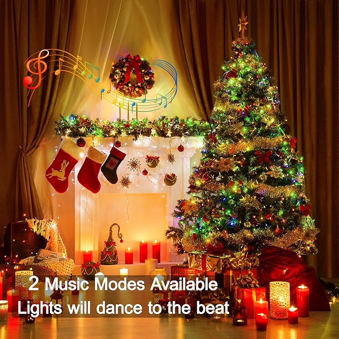 Brizled RGB Christmas Lights, 66ft 200 LED Color Changing Christmas Light with Remote, Dimmable Christmas Lights Outdoor Indoor Waterproof Halloween String Light, Xmas Tree Lights for Christmas Party