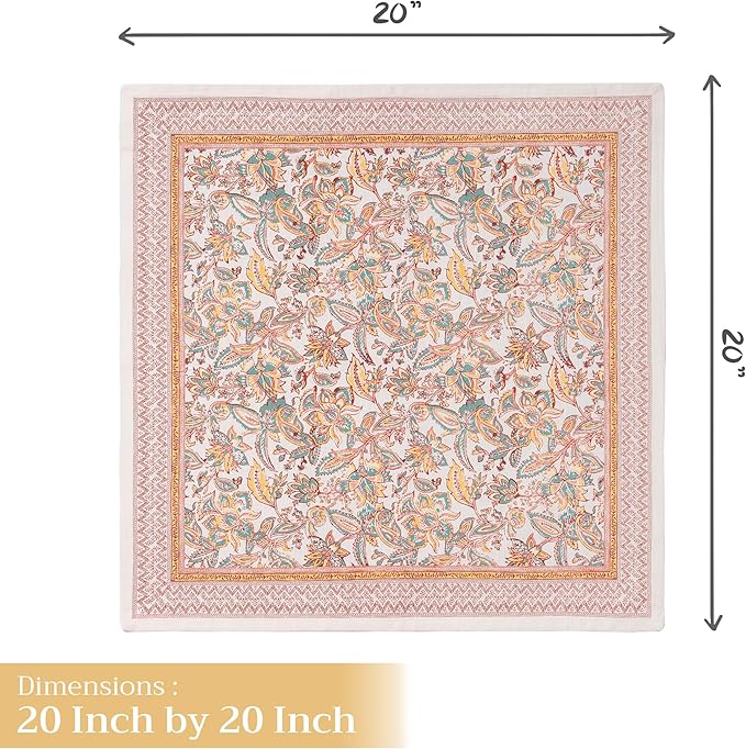 Maison d' Hermine Cloth Napkins Set of 4 100% Cotton Everyday Reusable Square Napkins Cloth Washable, Dinner, Party, Wedding, Restaurant (Nila, 20" x 20")