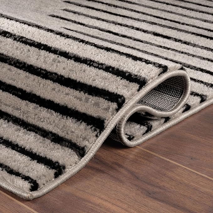 Rugshop Bohemian Stripe Stain Resistant High Traffic Living Room Kitchen Bedroom Dining Home Office Runner Rug 2' 7" x 6' Cream