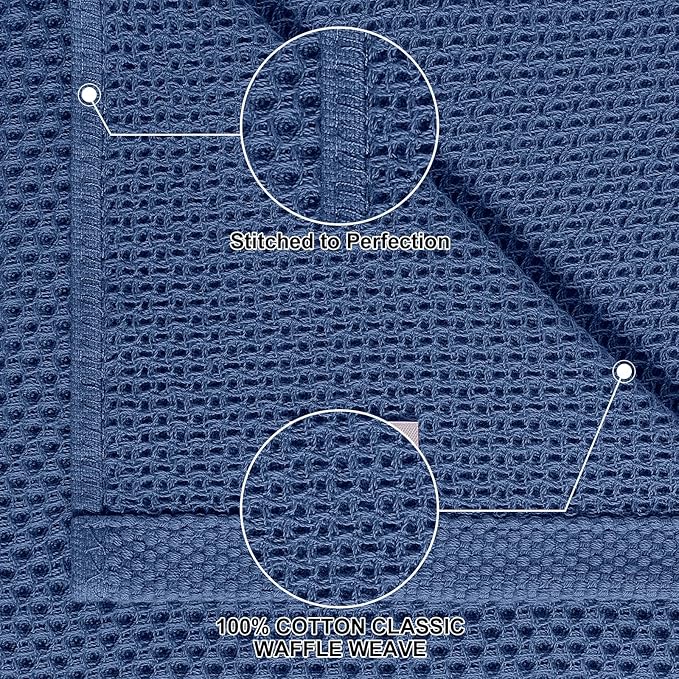 Homaxy 100% Cotton Kitchen Towels and Dishcloths Set, 12 x 12 Inches and 13 x 28 Inches, Set of 8 Bulk Kitchen Towels Set, Ultra Soft Absorbent Dish Cloths for Washing Dishes, Navy Blue