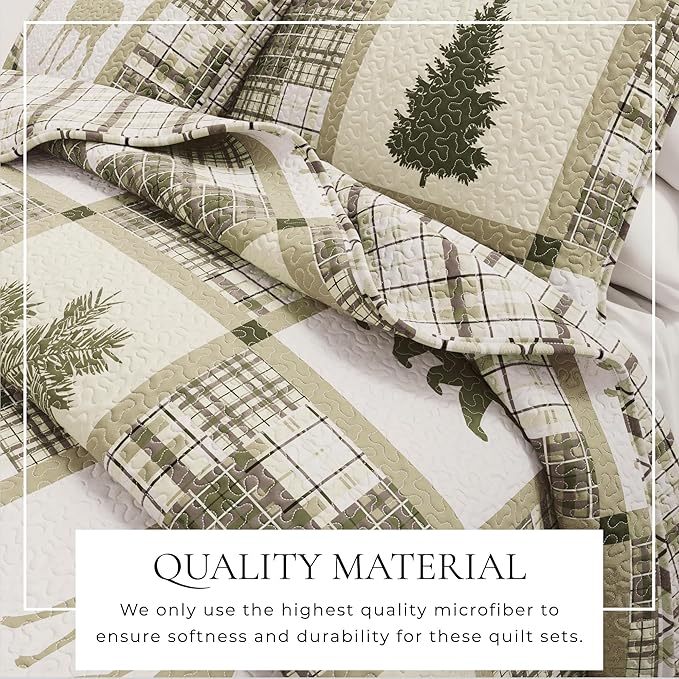 Great Bay Home Lodge Bedspread Twin/Twin XL Size Kid's Quilt Set with 1 Sham. Cabin 2-Piece Reversible All Season Quilt Set. Rustic Quilt Coverlet Bed Set. Stonehurst Collection.