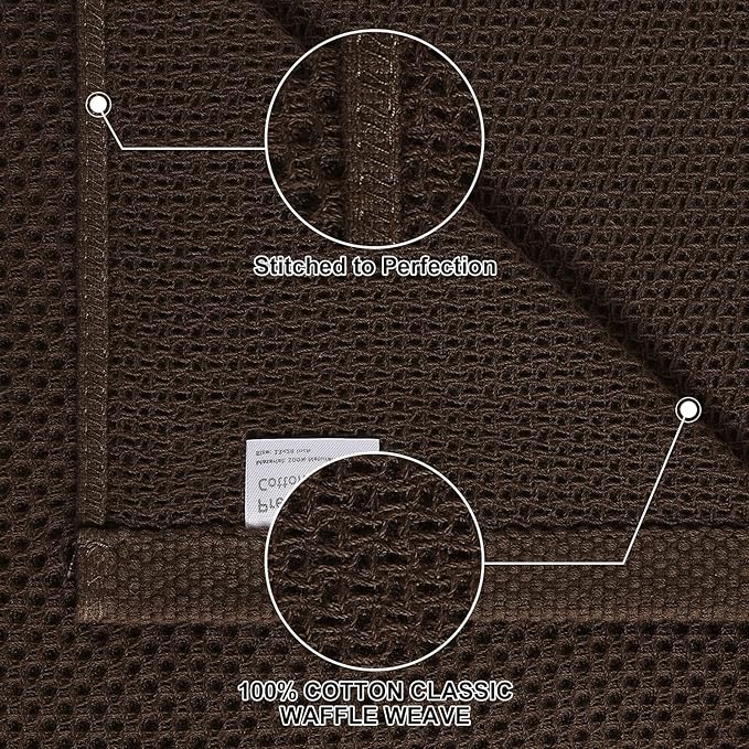 Homaxy 100% Cotton Kitchen Towels and Dishcloths Set, 12 x 12 Inches and 13 x 28 Inches, Set of 10 Bulk Kitchen Towels Set, Ultra Soft Absorbent Dish Cloths for Washing Dishes, Dark Brown