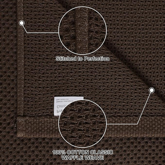 Homaxy 100% Cotton Kitchen Towels and Dishcloths Set, 12 x 12 Inches and 13 x 28 Inches, Set of 10 Bulk Kitchen Towels Set, Ultra Soft Absorbent Dish Cloths for Washing Dishes, Dark Brown