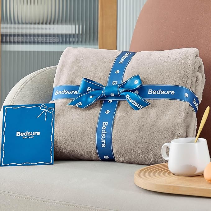 Bedsure GentleSoft Fleece Throw Blanket for Couch Oxford Tan - Lightweight Plush Fuzzy Cozy Soft Blankets and Throws for Sofa, 50x60 inches