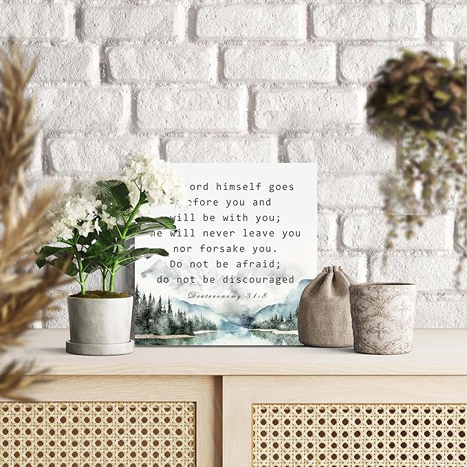 Christian Gifts, ‘The Lord Himself Goes Before You And~’ Wooden Box Sign, Christian Home Décor, Thanksgiving, Christmas Gifts, Christian Decorations, Gifts for Family, Friends, etc.(052)