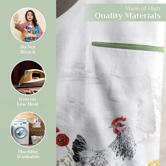 Maison d' Hermine 100% Cotton Apron for women with Pocket Kitchen Chef Apron for Men Cooking Gardening Server Waitress