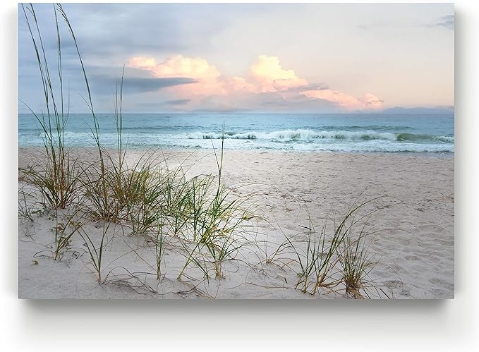 Renditions Gallery Home Wall Art Pictures Sunset View at Calm White Sandy Beach Canvas Hanging Prints for Living Room Office Walls - 32"X48" LT08