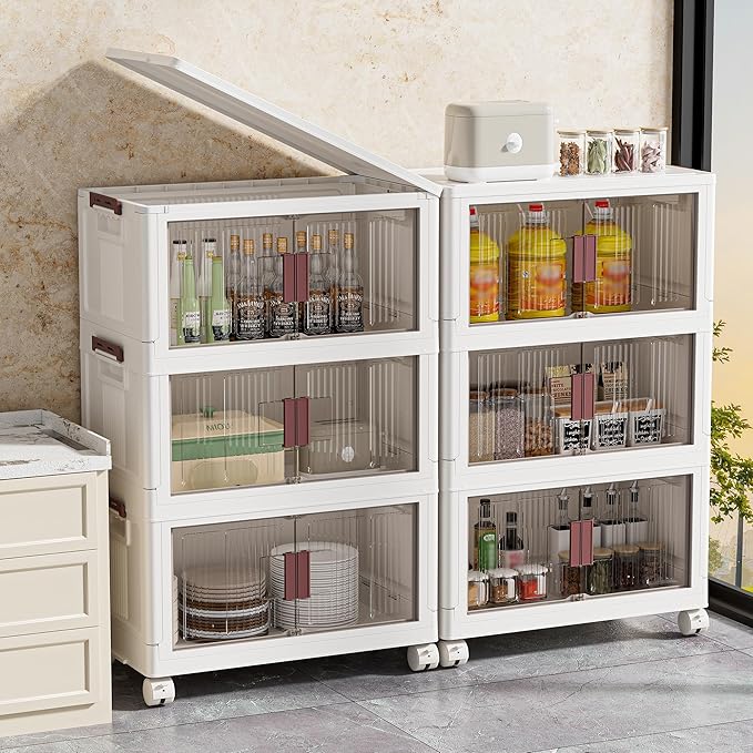 JOYWAVE Storage Bins with Lids,465QT Collapsible Plastic Bins,Closet Organizer and Storage Drawer,3 Pack Cubes