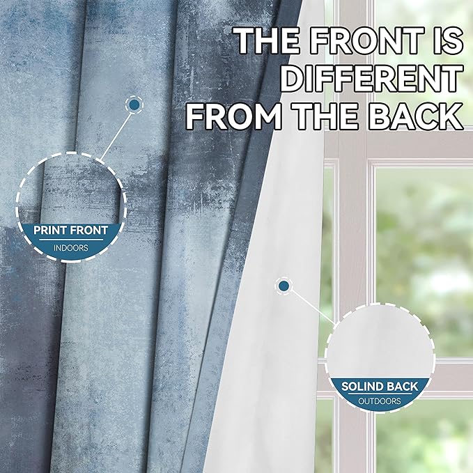 Asuexpect Dusty Blue Abstract Curtains 2 Panels Set Navy Grey Geometric Curtain Modern Chic Window Treatments Decorative for Farmhouse Living Room Bedroom Window 50% Darkening Curtain 52x108 Inch