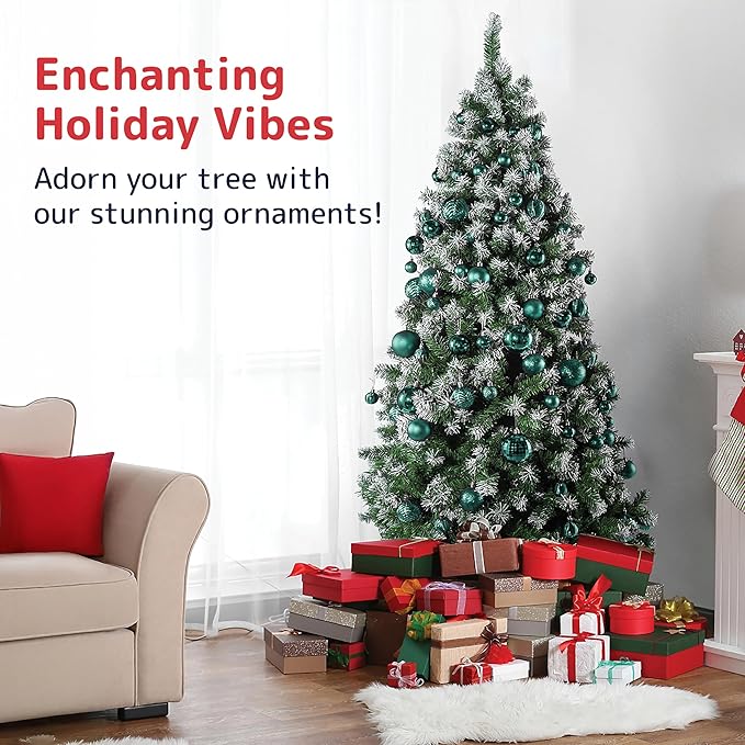 Prextex 36-Piece Christmas Tree Decorations - Shatterproof Christmas Tree Ornaments Set - Assorted Matte, Glitter, Shiny Baubles and Decorative Balls for Holiday Décor, Christmas Balls - Olive Green