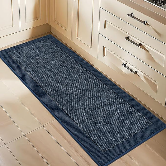 BEQHAUSE Kitchen Runner Rugs 24"x60", Kitchen Rugs Non-Slip Kitchen Mats for Floor, Absorbent and Stain Resistant Kitchen Mats, Machine Washable Rugs for Kitchen, Hallway, Laundry & Sink, Blue