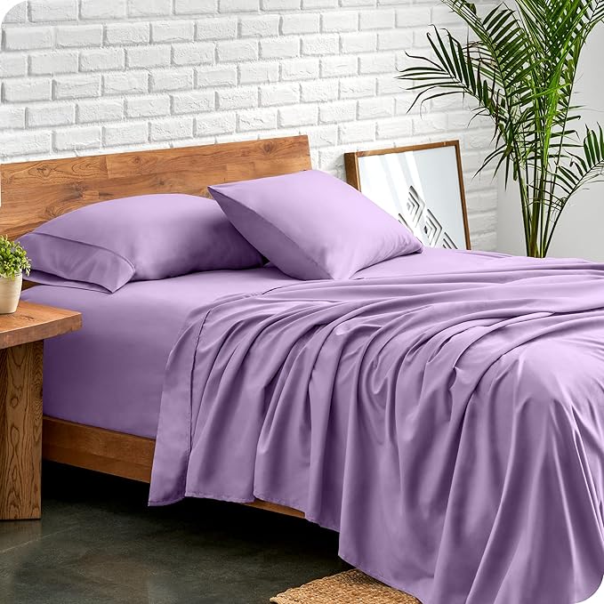 Bare Home Split Head Flex King Sheet Set - 1800 Ultra-Soft Microfiber Bed Sheets - Double Brushed - Deep Pockets - Easy Fit - 4 Piece Set - FlexTop King Bedding Sheets (Split Head Flex King, Lavender)