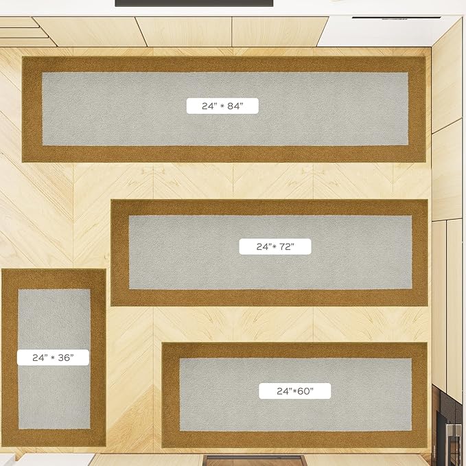 Machine Washable Runner Rug 24" x 70", Non Slip Kitchen Mat for Floor, Absorbent Entryway Rug for Kitchen, Bedroom, Hallway, Bathroom, Door (Roll Packing)