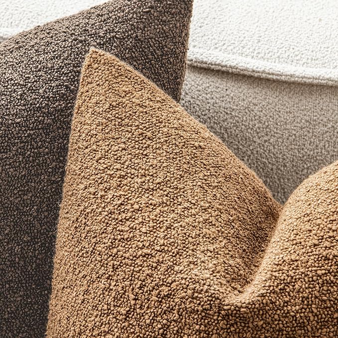 MIULEE 20x20 Inch Decorative Pillow Covers for Couch Bed Set of 2 Textured Boucle Neutral Throw Pillows Dark Brown Accent Solid Cushion Pillowcase Cozy Soft Sofa Livingroom Home Decor