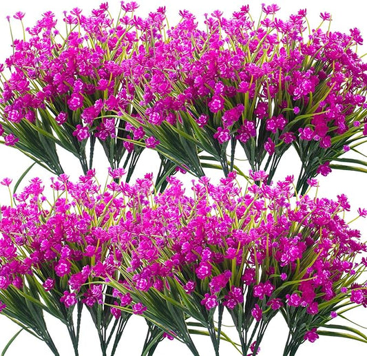 Artificial Flowers, 20 Bundles Outdoor Fake Flowers for Decoration UV Resistant Faux Plastic Plants Garden Porch Window Box Décor (Purple)
