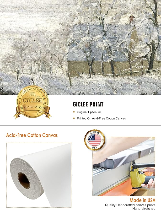 DECORARTS - The Magpie, Claude Monet Classic Art. Giclee Print Canvas Art for Wall Decor 30x24