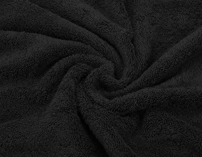 American Soft Linen Premium 3 Piece Towel Set, 1 Bath Towel 1 Hand Towel 1 Washcloth, 600 GSM 100% Cotton Turkish Towels for Bathroom, Black Towel Set