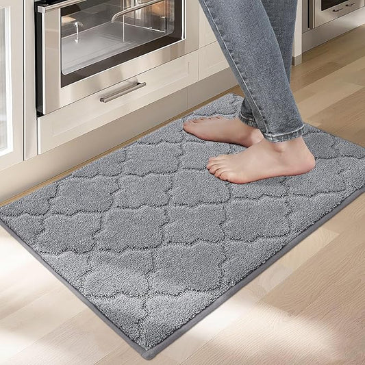 COSY HOMEER Kitchen Rugs Washable Non Slip Kitchen Mats for Floor Absorbent Kitchen Carpet 20" x 32" Soft Rugs for Kitchen,Sink Mat,Entrance,Area Rugs,Grey