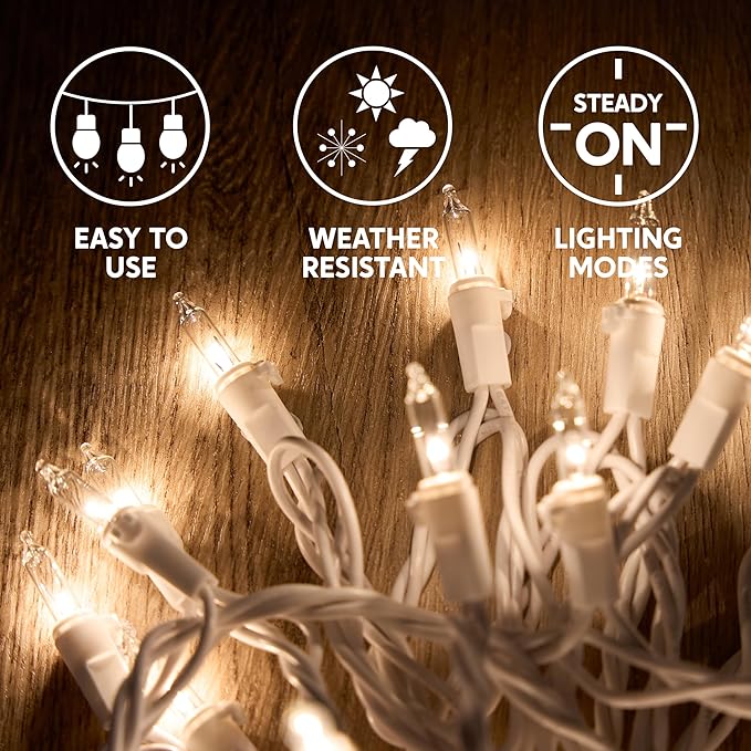 Joiedomi Christmas String Lights Indoor,300(3x100) Mini Warm Fairy Light,64.5FT Lighting Decor for Patio Dorm Classroom Bedroom Holiday Wedding Party Garland Birthday Festival,White Wire