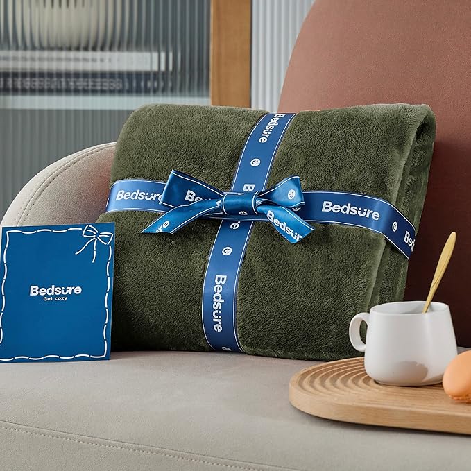 Bedsure GentleSoft Fleece Throw Blanket Olive Green - 300GSM Blankets for Couch, Sofa, Bed, Soft Lightweight Plush Cozy Throws for Toddlers, 50x60 inches