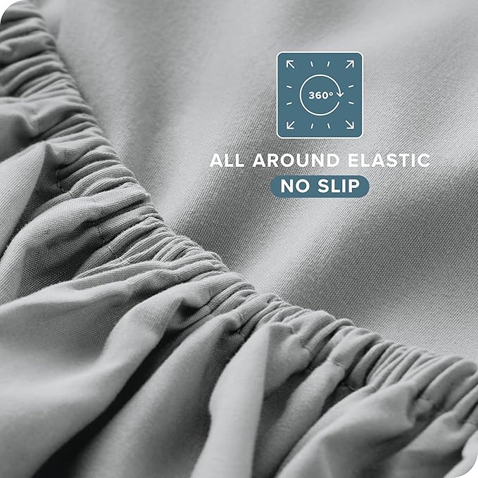 Bare Home Full Sheet Set - 1800 Ultra-Soft Microfiber Full Bed Sheets - Double Brushed - Deep Pockets - Easy Fit - 4 Piece Set - Bed Sheets (Full, French Grey)