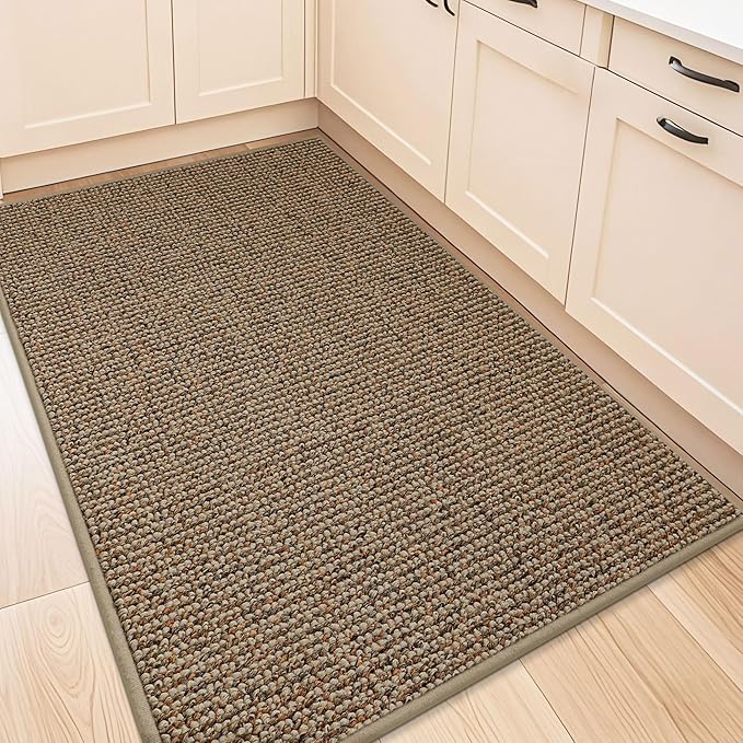 BEQHAUSE Kitchen Rugs 32"x48", Non-Slip Kitchen Mats for Floor, Super Absorbent and Stain Resistant Kitchen Rugs, Machine Washable Rugs for Kitchen, Hallway, Laundry & Sink, Taupe