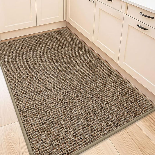 BEQHAUSE Kitchen Rugs 32"x48", Non-Slip Kitchen Mats for Floor, Super Absorbent and Stain Resistant Kitchen Rugs, Machine Washable Rugs for Kitchen, Hallway, Laundry & Sink, Taupe
