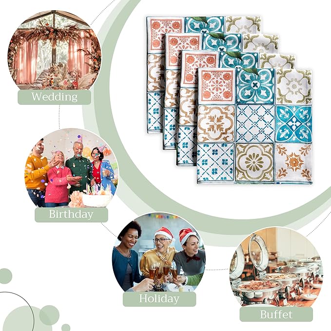 Maison d' Hermine Cloth Napkins Set of 4 100% Cotton Everyday Reusable Square Napkins Cloth Washable, Dinner, Party, Wedding, Restaurant, Spring/Summer (Agrume, 20" x 20")