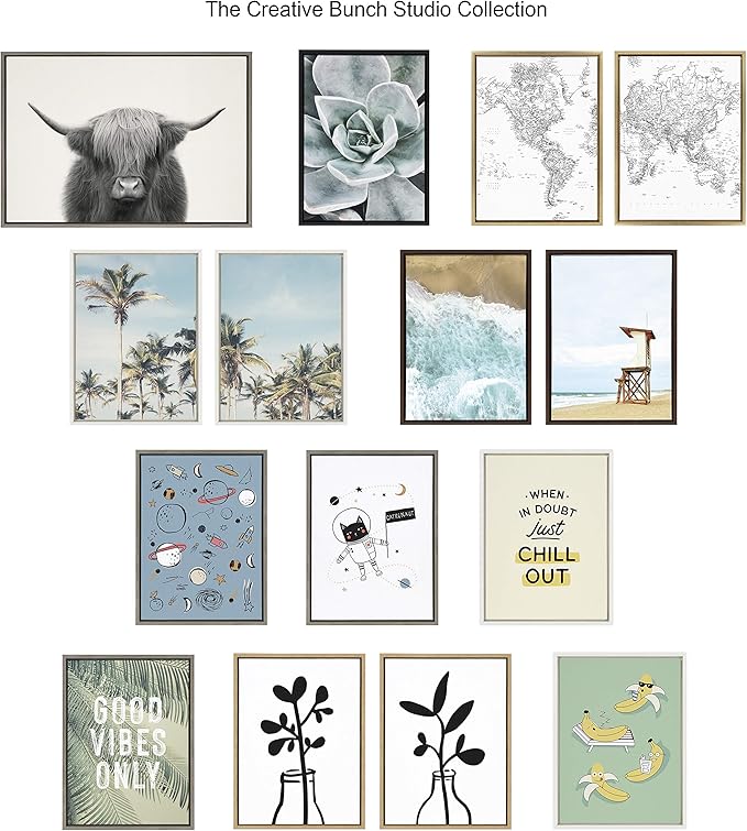 Kate and Laurel Sylvie Botanical Sketch Print No 3 Framed Canvas Wall Art by The Creative Bunch Studio; 23x33 Brown; Minimalist Abstract Botanical Print for Wall