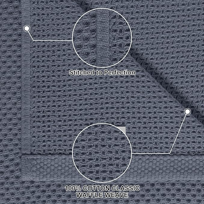 Homaxy 100% Cotton Kitchen Towels and Dishcloths Set, 12 x 12 Inches and 13 x 28 Inches, Set of 8 Bulk Kitchen Towels Set, Ultra Soft Absorbent Dish Cloths for Washing Dishes, Dark Grey