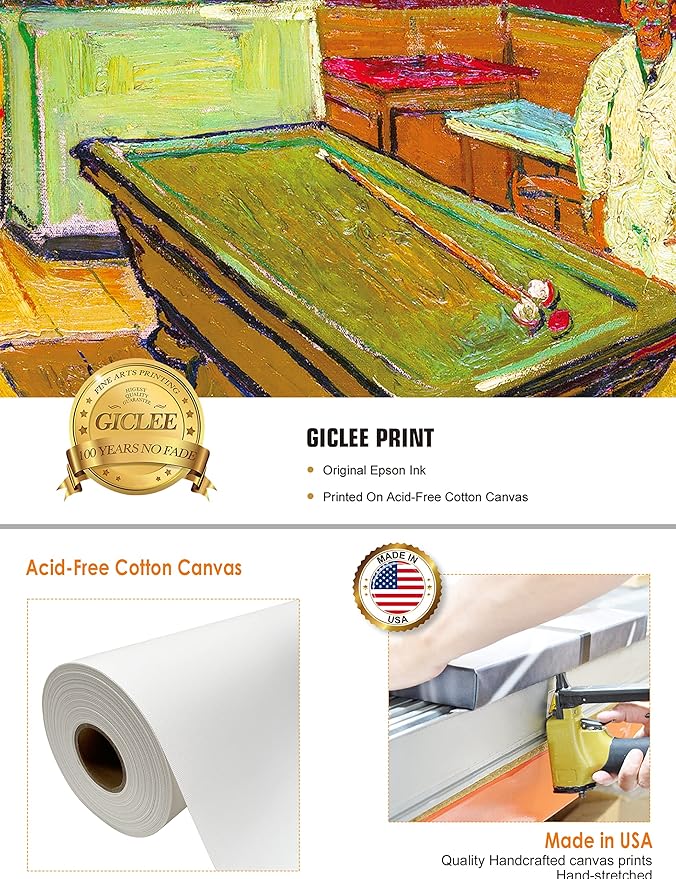 DECORARTS - The Night Cafe in the Place Lamartine in Arles, Vincent Van Gogh Art Reproduction. Giclee Canvas Prints Wall Art for Home Decor 30x24