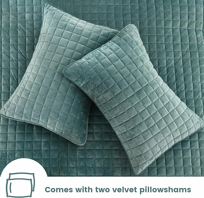 Secgo Queen Comforter Set for Bed - Velvet Quilts Queen Size, Black Bedspreads (90 * 98 Inch) with 2 Pillow Shams, Patchwork Reversible Lightweight Bedding