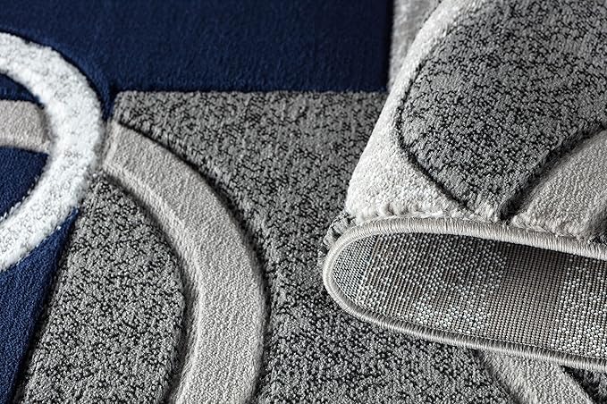 GLORY RUGS Area Rug Modern Soft Hand Carved Contemporary Floor Carpet with Premium Fluffy Texture for Indoor Living Dining Room and Bedroom Area (4x6, Navy)