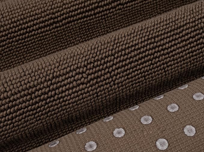 Cotton Paradise 100% Cotton Non Slip Bath Mats for Bathroom, 17x24 inch Soft Absorbent Quick Dry Machine Washable Floor Bath Mat, Brown