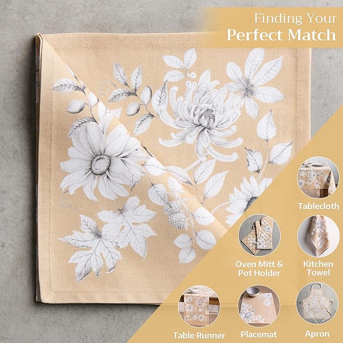 Maison d' Hermine Cloth Napkins Set of 4 100% Cotton Everyday Reusable Square Napkins Cloth Washable, Dinner, Party, Wedding, Restaurant (Pretty Autumn, 20" x 20")