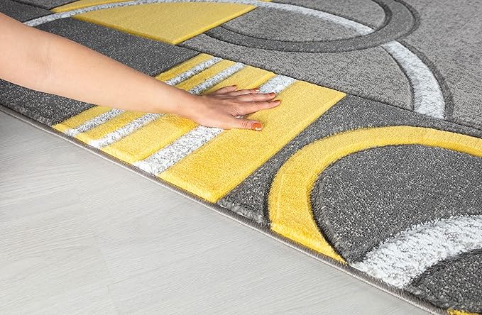 GLORY RUGS Area Rug Modern Soft Hand Carved Contemporary Floor Carpet with Premium Fluffy Texture for Indoor Living Dining Room and Bedroom Area (4x6, Yellow)