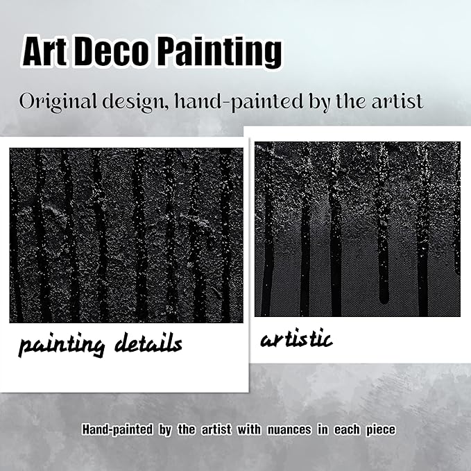 Abstract Canvas Wall Art for Living Room Black Painting Wall Art for Bedroom Modern Wall Decor for Office Size 20 x 40 Inch