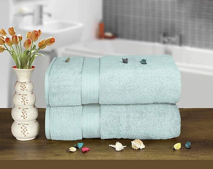 GLAMBURG 700 GSM Premium Oversized Extra Large Cotton Bath Sheet 35x70-100% Combed Cotton - Luxury Hotel & Spa Quality - Durable Ultra Soft Highly Absorbent - Sea Green