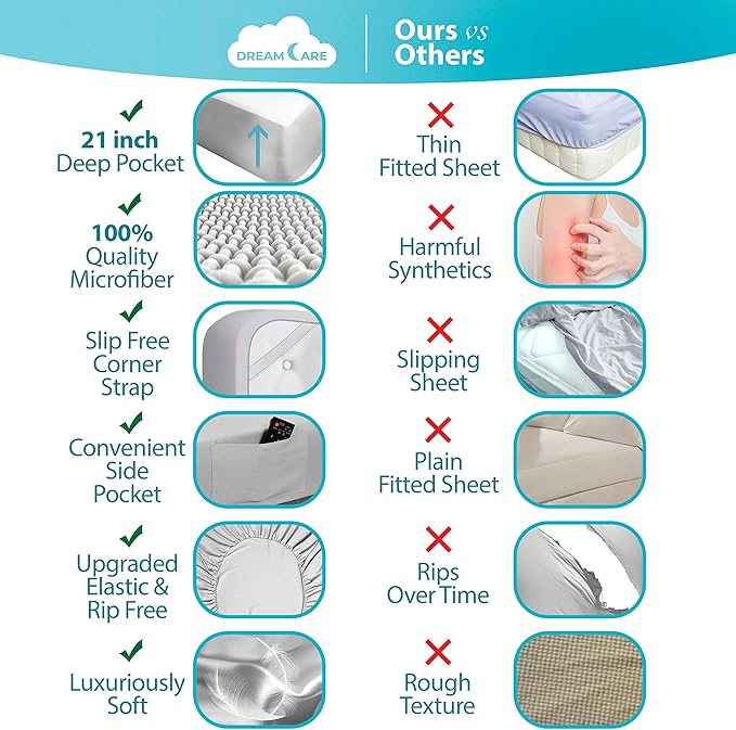 DREAMCARE King Size Sheets Set – 6 pcs Cooling Bed Sheets – up to 21” Deep Pocket King Sheet Set – 2500 Supreme Collection – Extra Soft 100% Brushed Microfiber Hotel Luxury with Side Pocket – L Gray