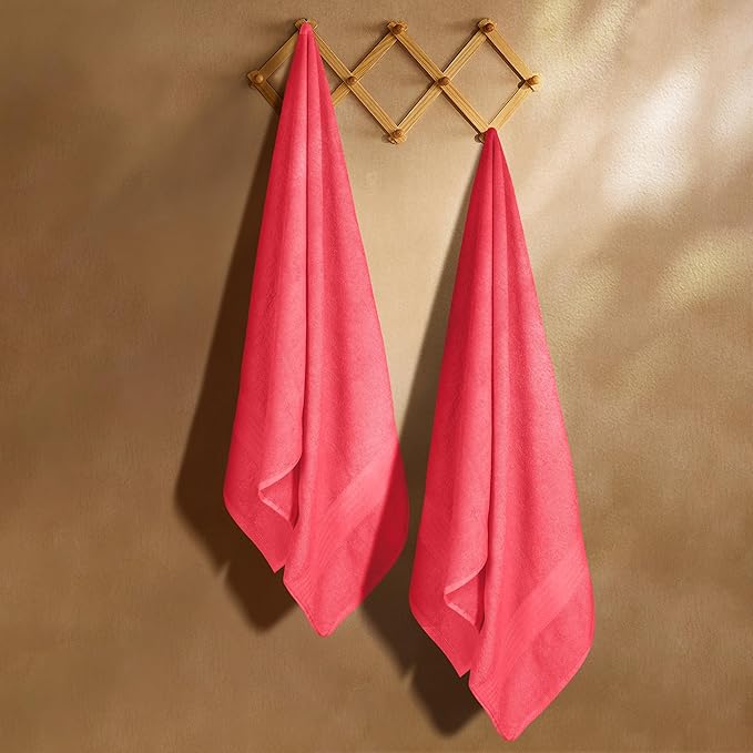 GLAMBURG Premium Cotton Oversized 2 Pack Bath Sheet 35x70-100% Pure Cotton - Ideal for Everyday use - Ultra Soft & Highly Absorbent - Machine Washable - Coral Living