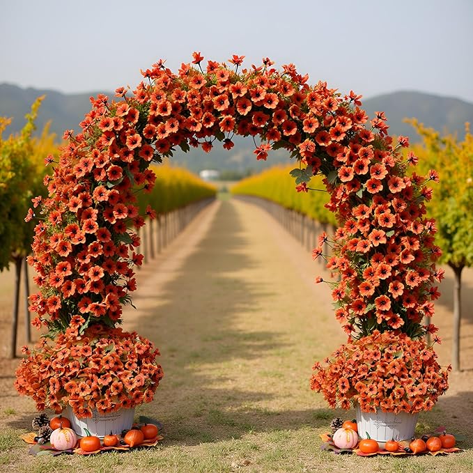 artificial fall flowers faux mums for outdoor indoor garden home decoration, faux flower daisy with, Indoor Outdoor for Thanksgiving Christmas Wedding Party Home Garden Fireplace Décor 12 Bundles